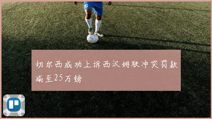 切尔西成功上诉西汉姆联冲突罚款减至25万镑